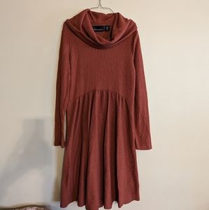 Cynthia Rowley Rust Cowl Neck Long Sleeves Sweater Dress